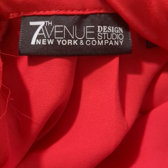 **3/$10** New York & Company Red Ruffle Blouse Size Medium - Picture 5 of 7